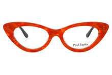 Load image into Gallery viewer, AUDREY Optical Glasses Frames M9 Burnt Orange Mottle FRONT with Tiger TEMPLES - Paul Taylor Eyewear
