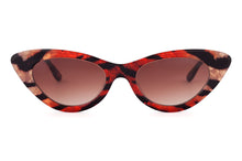 Load image into Gallery viewer, AUDREY Sunglasses K4B Multicoloured Tiger FRONT with Golden Marble &amp; Tortoiseshell Underlay TEMPLES - Paul Taylor Eyewear
