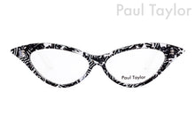 Load image into Gallery viewer, DORIS Optical Glasses J74/W Black, White &amp; Crystal Pattern FRONT with White TEMPLES - Paul Taylor Eyewear
