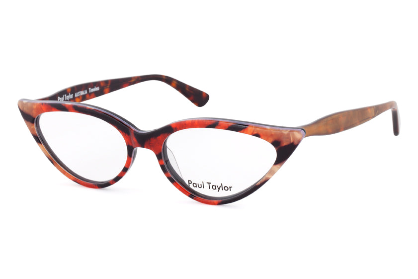M001 Optical Glasses K4B Multicoloured Tiger FRONT with Golden Marble & Tortoiseshell Underlay TEMPLES - Paul Taylor Eyewear