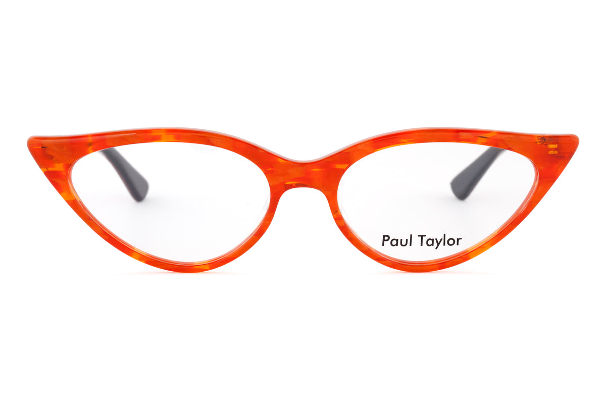 M001 Optical Glasses M9 Burnt Orange Mottle FRONT with Tiger TEMPLES - Paul Taylor Eyewear