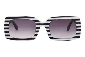 A1 Black & White Striped FRONT with Black TEMPLES