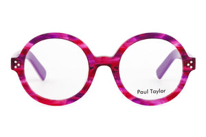 E16 Pink & Purple Swirl FRONT with Deep Opaque Hot Pink & Purple underlay TEMPLES