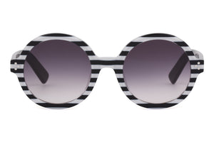 A1 Black & White Stripe FRONT with Black TEMPLES