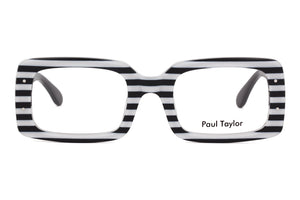 A1 Black & White Striped FRONT with Black TEMPLES